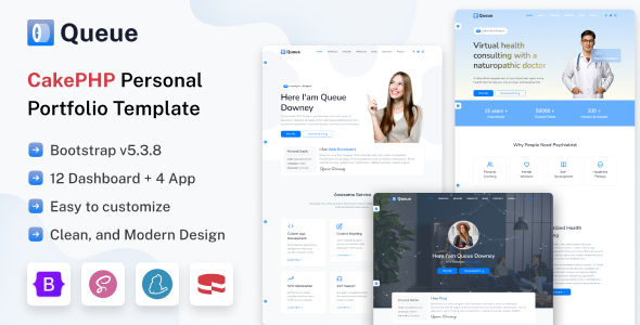 Queue - CakePHP Personal Portfolio Template - Personal Landing Pages