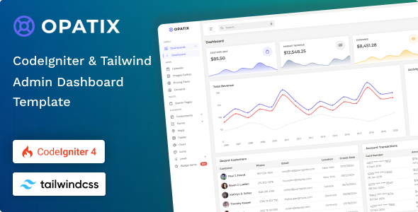 Opatix - CodeIgniter & Tailwind CSS 4 Admin Dashboard Template - Admin Templates Site Templates