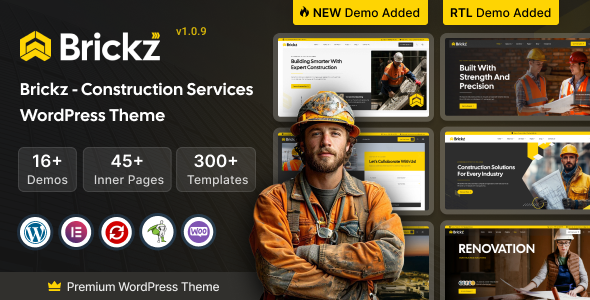 Brickz – Construction WordPress Theme - Business Corporate