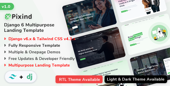 Pixind - Django Landing Template by ShreeThemes | ThemeForest