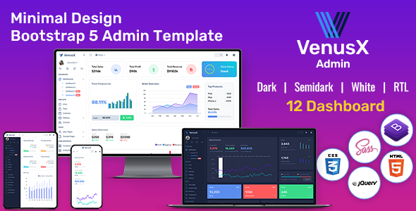 VenusX Admin - Responsive Web Application Kit - Admin Templates Site Templates