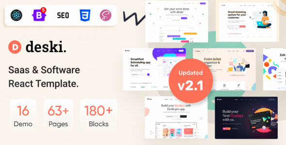 Deski - Software, SaaS & Startup ReactJs Template (React 19) - Software Technology