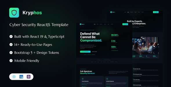 Kryphos - Cyber Security React Template - Technology Site Templates