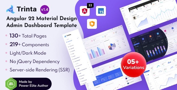 Trinta - Angular 22 Material Design Admin Dashboard Template + SSR - Admin Templates Site Templates