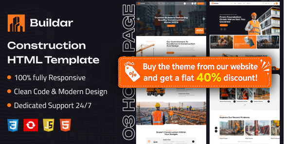 Buildar - Construction HTML Template - Business Corporate
