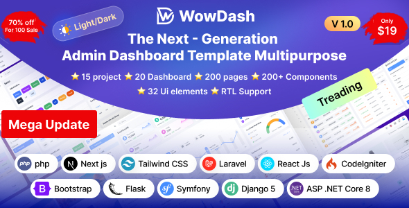 WowDash - Tailwind, Bootstrap, React, Next, Node JS, Django, Php, Laravel ASP.net Admin Dashboard - Admin Templates Site Templates