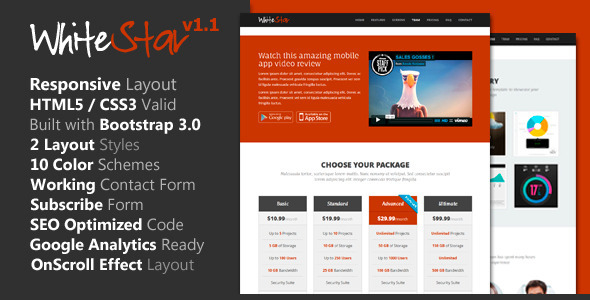 WhiteStar - Responsive HTML5 Landing Page - Landing Pages Marketing
