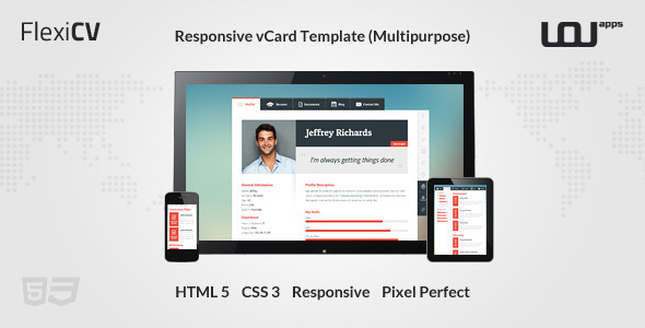 FlexiCV - Responsive vCard HTML Template - Virtual Business Card Personal