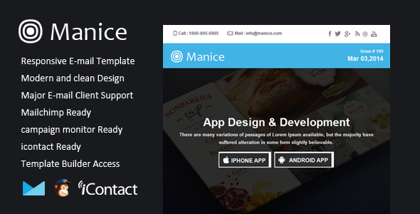 Manice - Responsive Email + Themebuilder Access - Email Templates Marketing