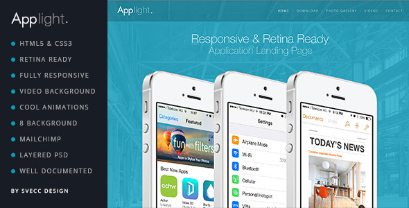 AppLight - Responsive One Page Scroll App Theme - Landing Pages Marketing