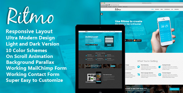 Ritmo - Mobile App Landing Page HTML5 Template - Landing Pages Marketing