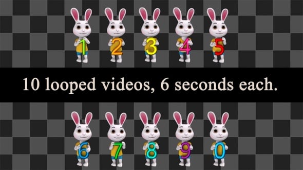Rabbits Colorful Numbers Pack, Motion Graphics | VideoHive