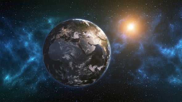 Planet Earth Rotation at Night with Space Background, Motion Graphics