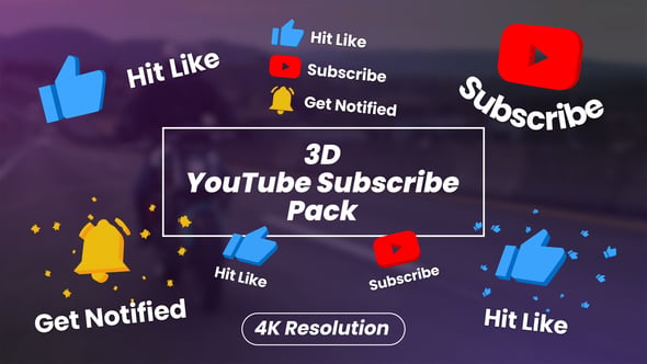 3D YouTube Subscribe Pack, After Effects Project Files | VideoHive