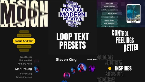 Looping List Text Animations, After Effects Project Files | VideoHive