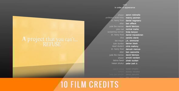 10 Film Credits, After Effects Project Files | VideoHive